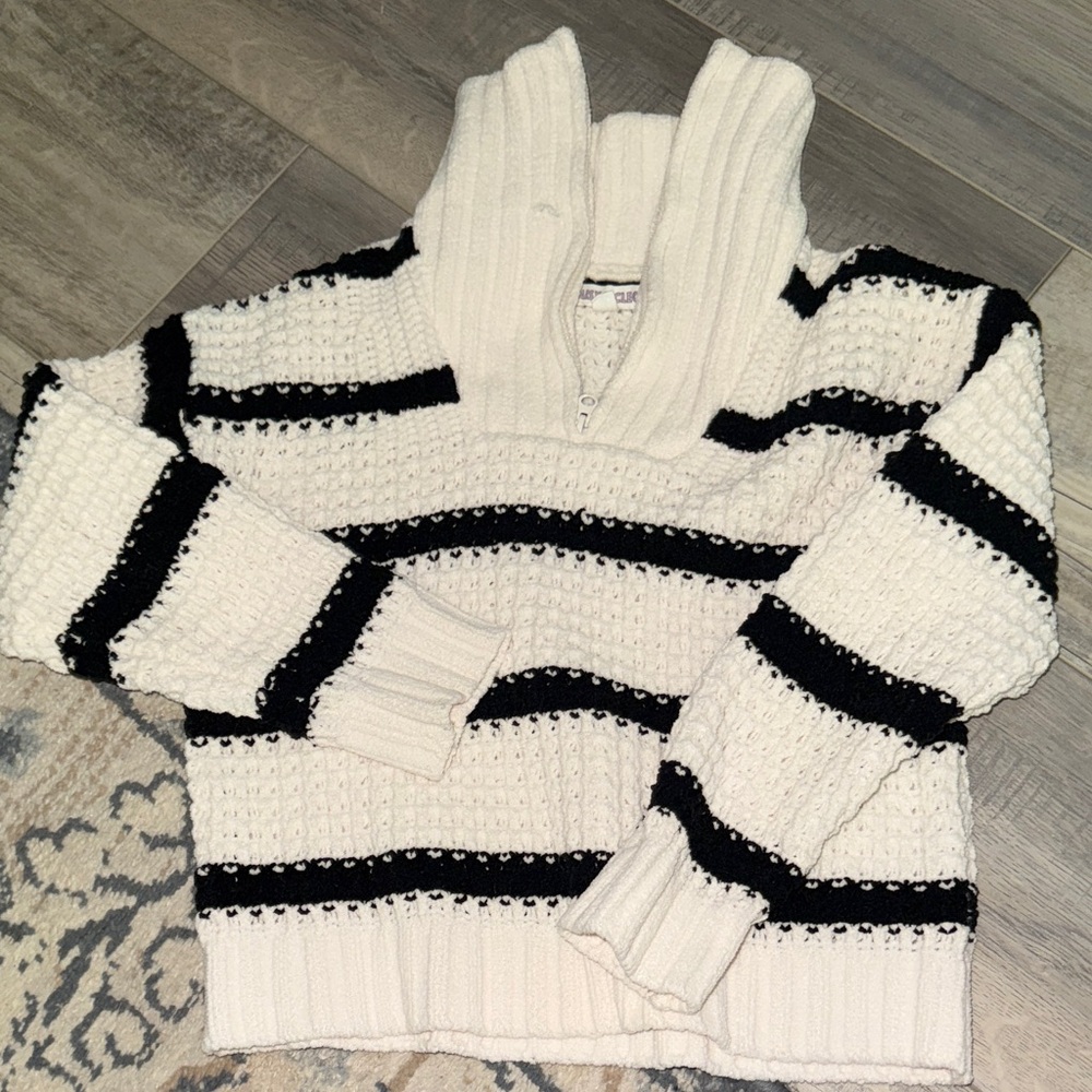 Daisy Black and White Striped Kids Sweater